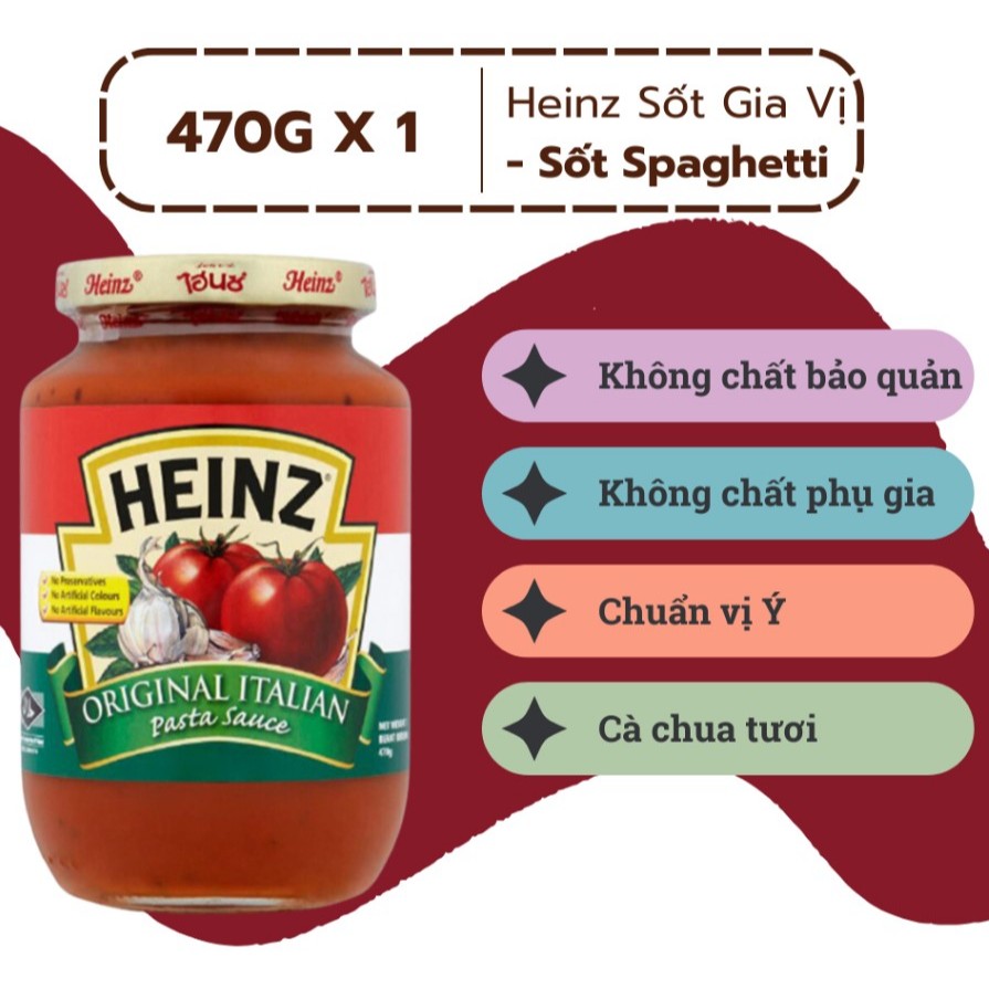 HEINZ ++ Lọ TT 470g ++ SỐT MỲ Ý Original Italian Pasta Sauce (HALAL)