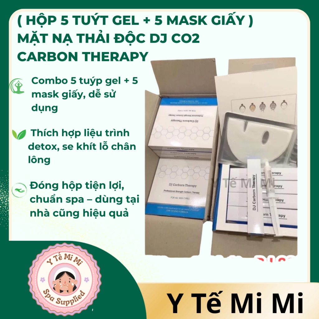 ( Hộp 5 Tuýt Gel + 5 Mask giấy )  Mặt nạ thải độc DJ CO2 Carbon Therapy