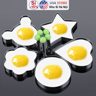  Combo 2 Khuôn Rán Trứng Ốp La Bánh - Khay Chiên Tạo Nhiều Hình Cute Có Núm Cầm 