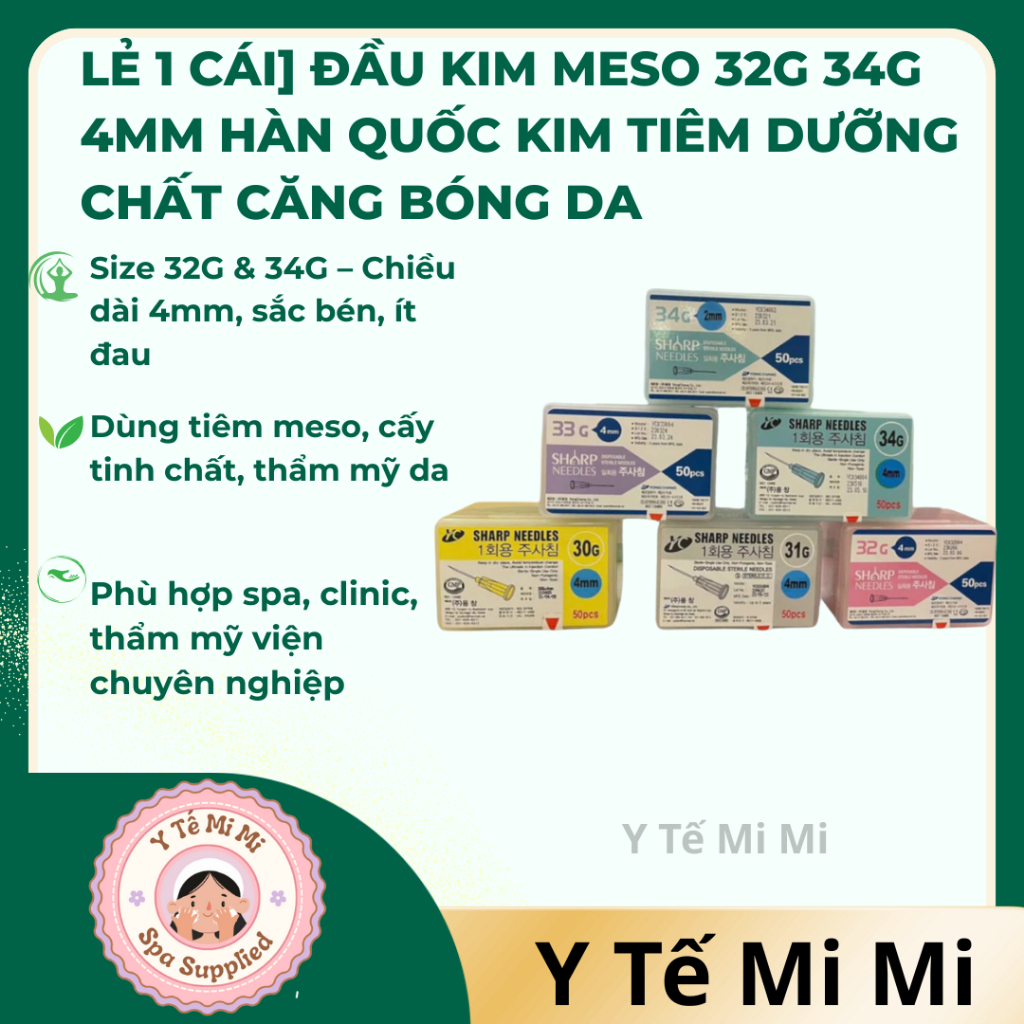 Kim tiêm meso 34G.4mm [ Hộp 50 cây ] - Kim Tiêm Meso 34g-4mm Sharp Needle ( Hộp 50 cây )