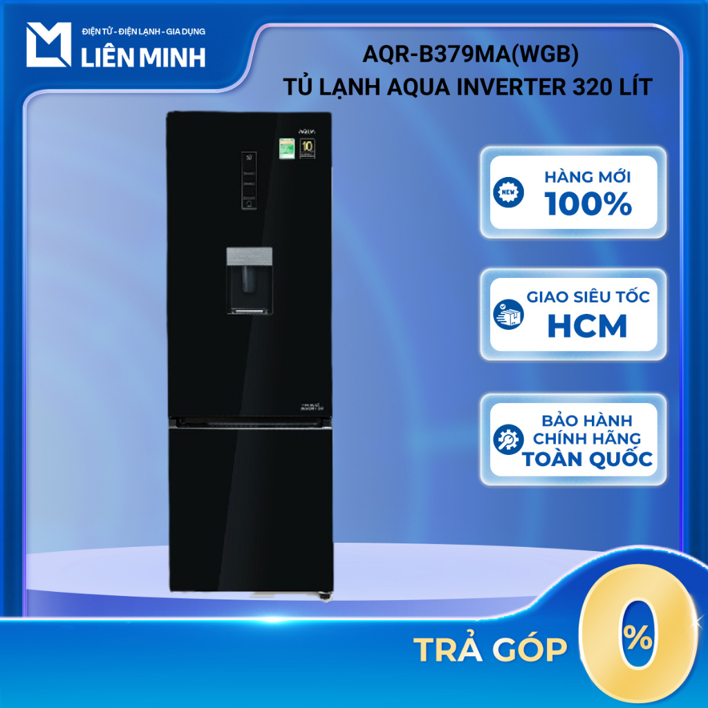 AQR-B379MA(WGB) - Tủ Lạnh Aqua Inverter 320 Lít - Ngăn Đông Dưới - Bảo Hành Chính Hãng