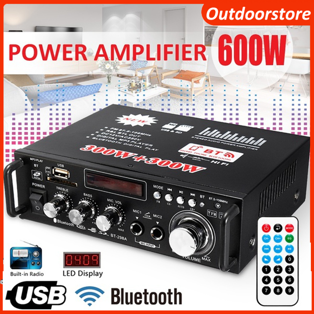🔥FREESHIP🔥 Ampli Mini Bluetooth BT-298A Hát Karaoke CHẠY ĐIỆN 12V VÀ 220V