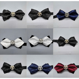 Nơ đeo cổ nam chú rể, nam mc mẫu nơ dáng nhọn đính cham đá sang trọng