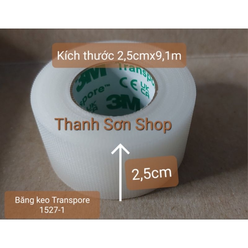 BĂNG KEO TRONG PLASTIC Y TẾ 3M TRANSPORE 1527-1( giá 1 cuộn)