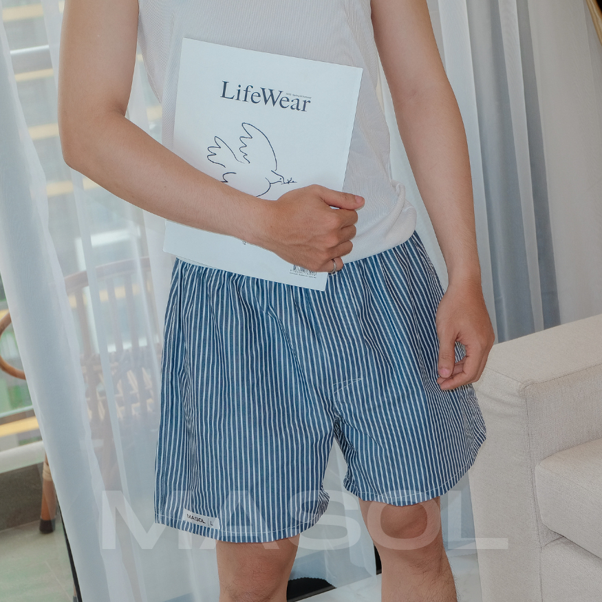 Quần đùi Masol Quần Short nam mặc nhà kẻ sọc Trendy Mùa Hè - Mini Short