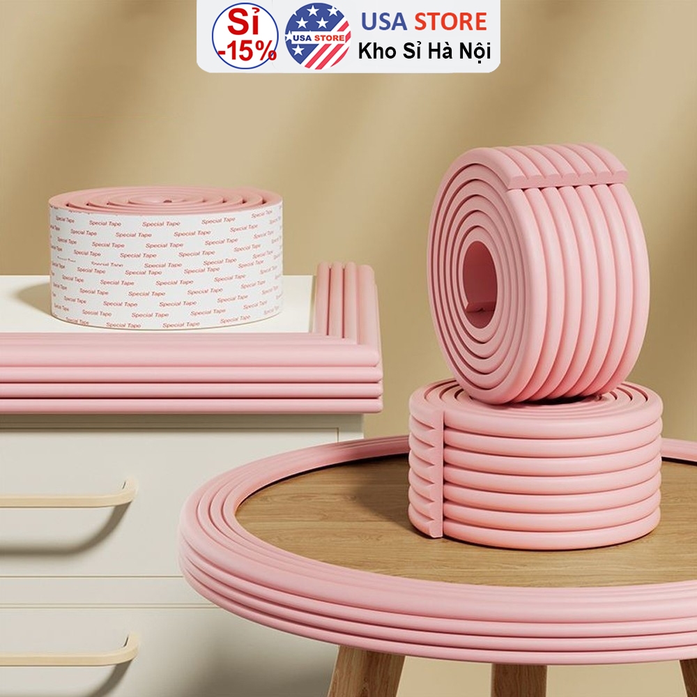 [Kèm Cuộn Dính] Cuộn Dây Xốp PE 2 Mét Bọc Cạnh Bàn - Che Tường - Bịt Che Góc Nhọn - Dán Thành Giường - Chống Va