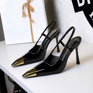 2629-1 GIÀY CAO GÓT BIGTREE CAO CẤP HỞ GÓT MŨI KIM LOẠI P23