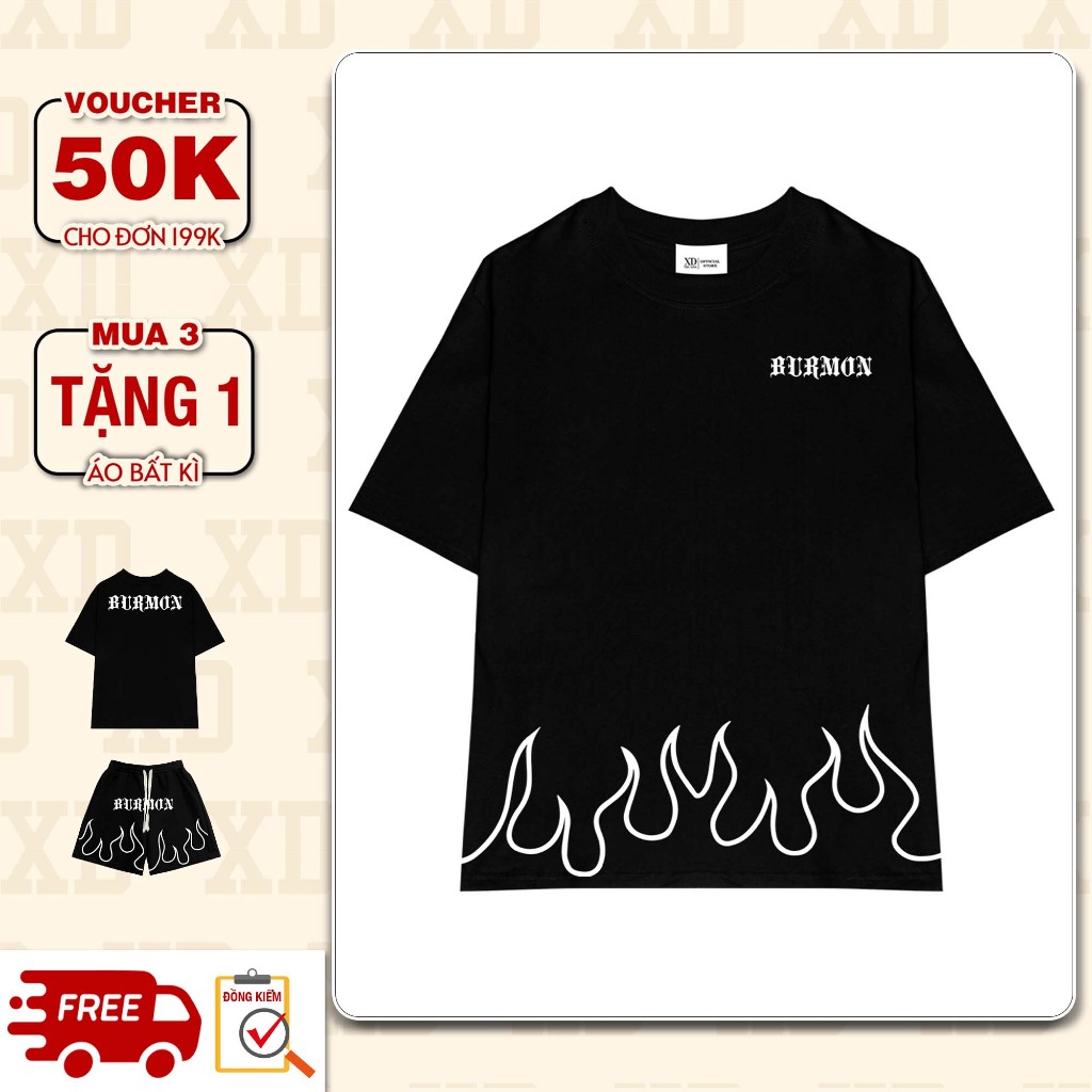 Áo Thun THE XIDE in hình FIRE Chính Hãng Unisex Form Rộng Oversize Premium Cotton 100% 270gsm