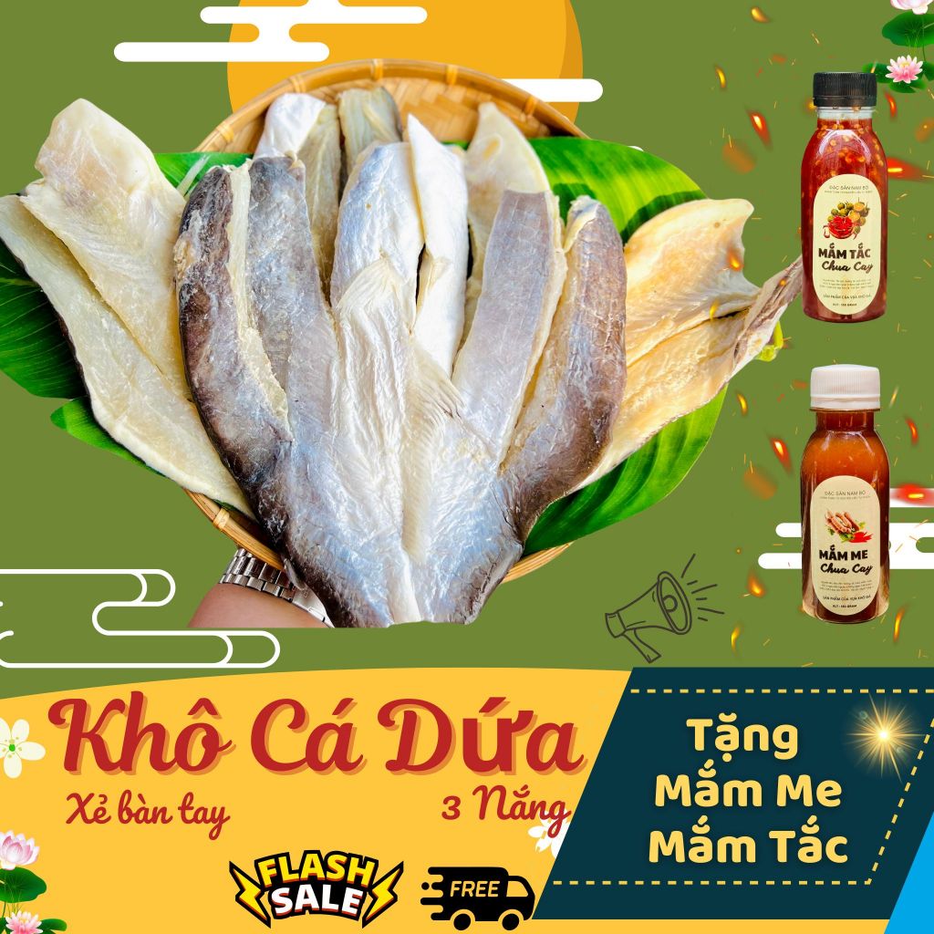 Khô Cá Dứa Bàn Tay - Khô 3 Nắng Hàng Loại 1 Vị Mặn Vừa Ăn - Tặng Mắm Me hoặc Mắm Tắc - Khô Nhà Gà