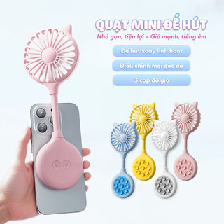 Quạt Mini Cầm Tay Hít Điện Thoại WeZen nhỏ gọn tiện dụng với tai mèo dễ thương W04