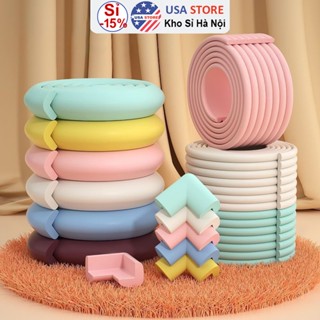 [Kèm Cuộn Dính] Cuộn Dây Xốp PE 2 Mét Bọc Cạnh Bàn - Che Tường - Bịt Che Góc Nhọn - Dán Thành Giường - Chống Va Đập Bé