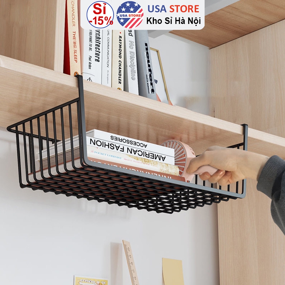 [HÀNG NHẬP KHẨU] Khay Lưới Sắt Để Đồ Dưới Bàn Học, Bàn Làm Việc, Tủ Bếp - Kệ Khung Gài Gọn Gàng - Ngăn Kéo