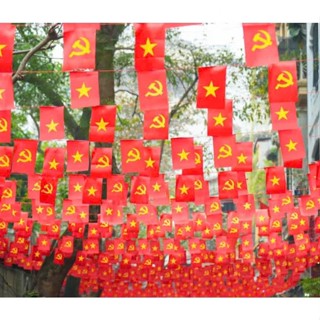  Dây Cờ Sao Vàng cờ tổ quốc cờ đuôi nheo tam giác trang trí Tết,Noel,Lễ hội trường học,hẻm phố,du lịch,Đền Chùa giá rẻ 