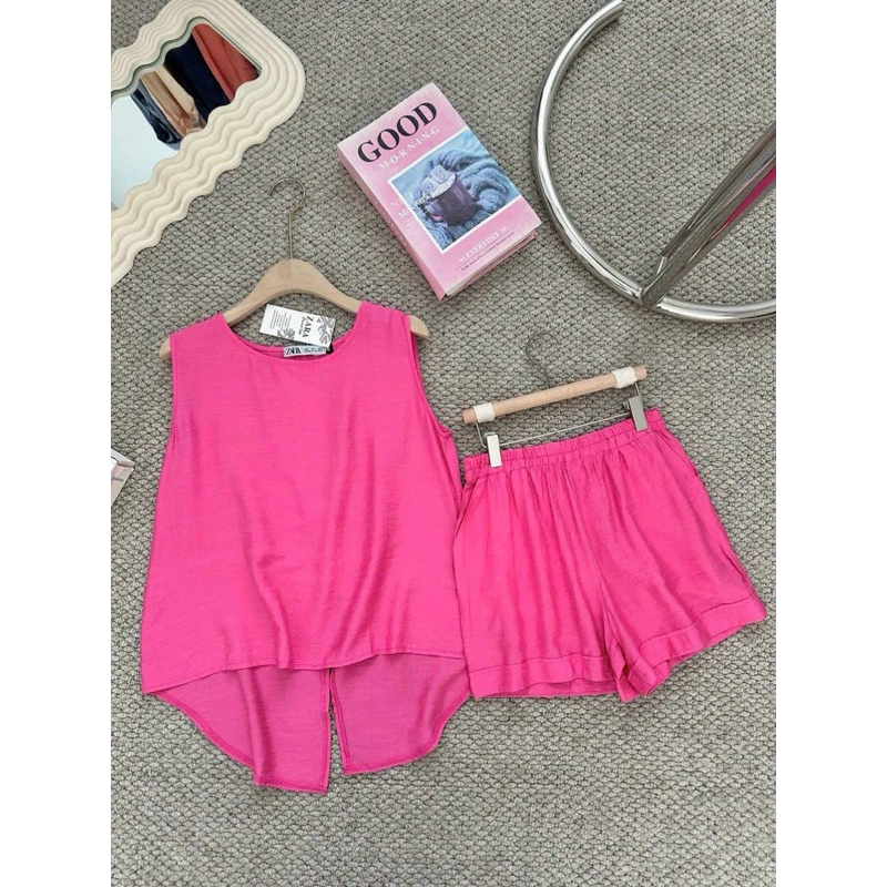 sét bộ đồ ngủ mặt nhà đẹp sang chảnh chất vải  lainen mát HP-fashion free size (40-60kg)