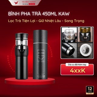 Bình pha trà KAW - Dung Tích 450ml, Lưới Lọc Công Nghệ Đức, Chất Liệu Inox + Thủy Tinh