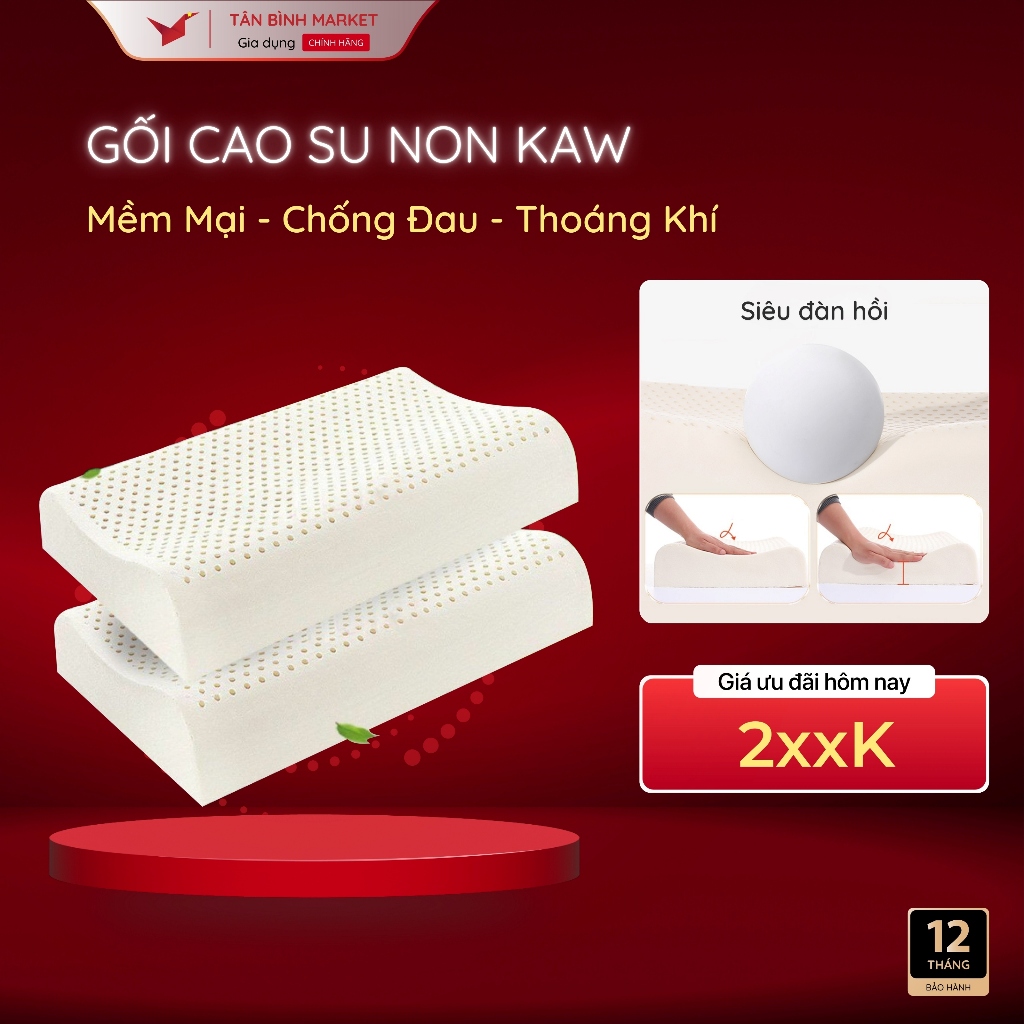 Gối Cao Su Non KAW Cao Cấp - Kích Thước 40*60/30*50, Đàn Hồi Cao, Mềm Mại, Chống Đau Mỏi Vai Gáy
