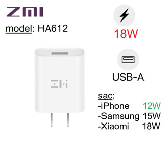  Củ sạc 18W Zmi HA612 hỗ trợ sạc nhanh QC -Bảo Hành 6 tháng 