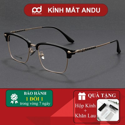 Gọng kính nửa viền Titanium thời trang nam nữ ANDU hoạ tiết sang trọng phong cách Hàn Quốc 88AD116