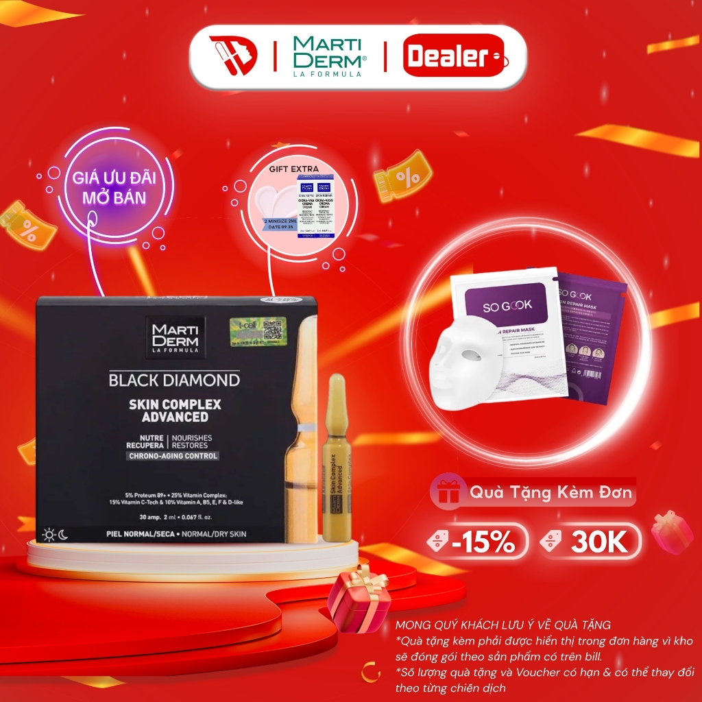 Ampoule vitamin C chống oxy hóa, sáng da MartiDerm Black Diamond Skin Complex Advanced