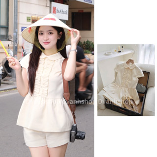 LUlYTA - set Áo babydoll + quần ( tách lẻ) cổ sen nhún bèo cho nữ xinh (Hàng đẹp dày dặn)