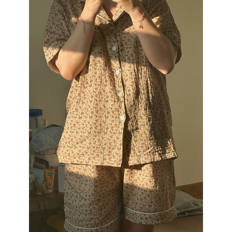 [Feliz.Clothes] Pyjama xô muslin hoa nhí vintage dễ thương