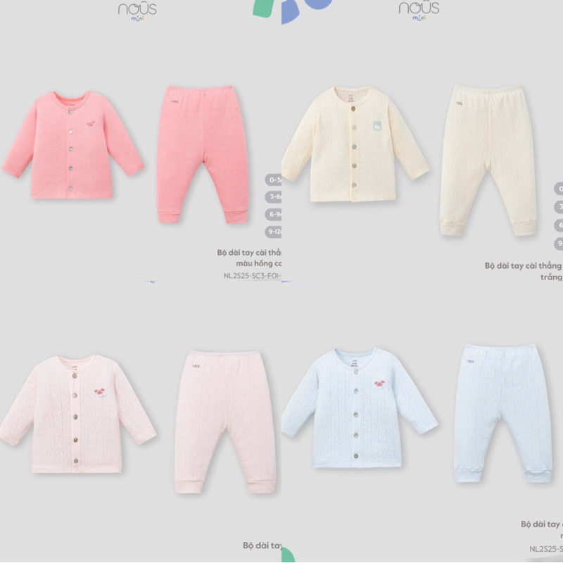 [NOUS SALE] Bộ Dài Tay Nous Cho Bé 0-12m