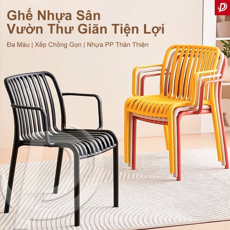 Ghế nhựa tựa lưng ngoài trời thiết kế tối giản chất liệu PP bền bỉ nhiều màu lựa chọn | BigBuy360 - bigbuy360.vn