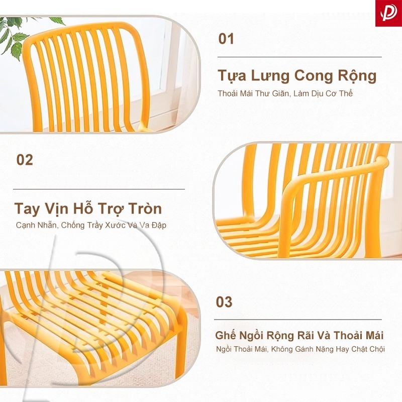 Ghế nhựa tựa lưng ngoài trời thiết kế tối giản chất liệu PP bền bỉ nhiều màu lựa chọn | BigBuy360 - bigbuy360.vn