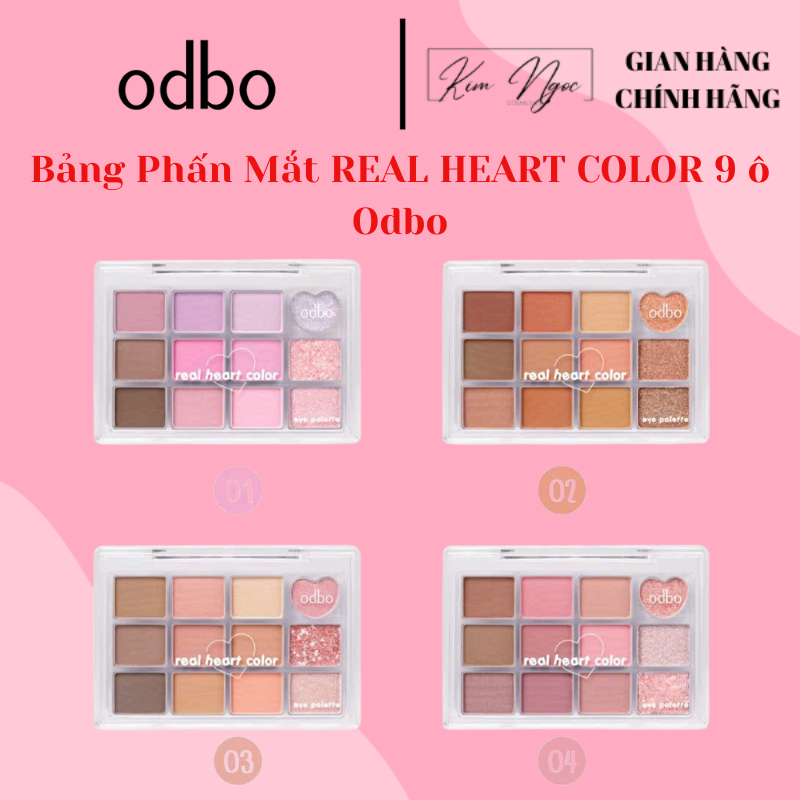 Bảng Phấn Mắt ODBO 12 ô Real Heart Color OD2019 Phấn Mắt Thái Lan Đa Dạng Màu Sắc