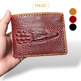   SIÊU RẺ  Ví Da Bò Thật DẬP Hình Cá Sấu Cao Cấp - Bóp Ví Nam 3 Màu Dày Dặn DV01 