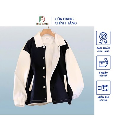 Áo khoác unisex nam nữ cúc bấm vải dù cán 2 lớp kiểu cổ bẻ phối 2 màu trẻ trung năng động Bảo Đăng