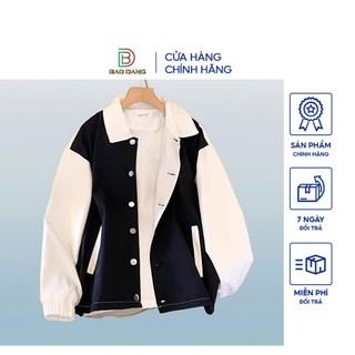  Áo khoác unisex nam nữ cúc bấm vải dù cán 2 lớp kiểu cổ bẻ phối 2 màu trẻ trung năng động Bảo Đăng 