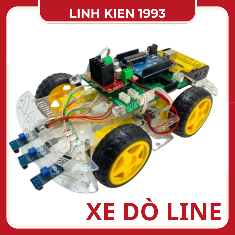 Bộ kit xe robot stem thông minh 4 bánh xe điều khiển dò line