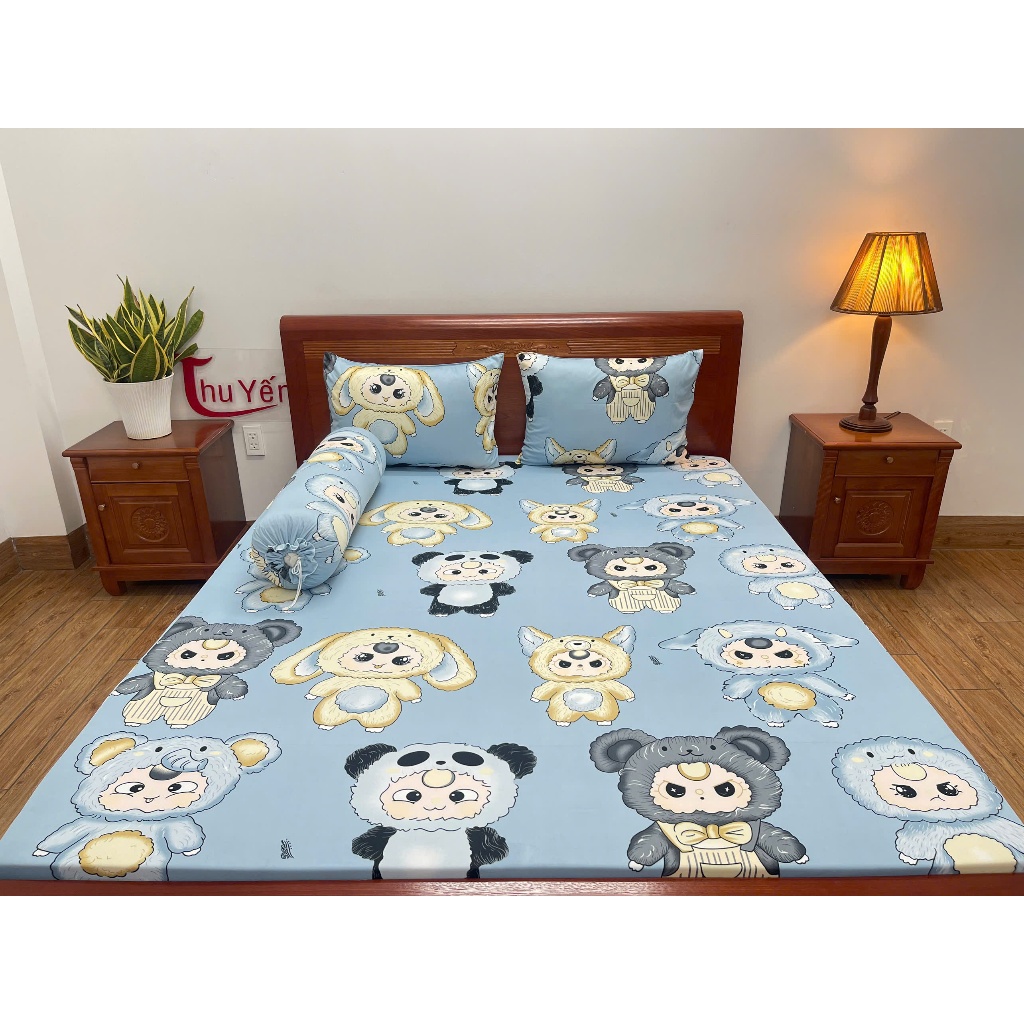 Bộ Ga Gối Thun Lạnh Hàn Quốc 4 Món (Vỏ gối nằm 40x60cm) Đủ Size nhiều mẫu.