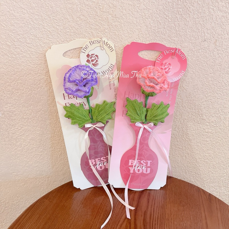 (Tặng túi + thiệp) Thiệp hoa cẩm chướng cho ngày của mẹ quà tặng mẹ 8/3 20/10 20/11