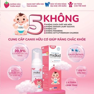 (Tặng bàn chải) Bọt Đánh Răng Midkid Hương Dâu 60ml Cho Bé Từ 1 Tuổi, Kem Đánh Răng Trẻ Em