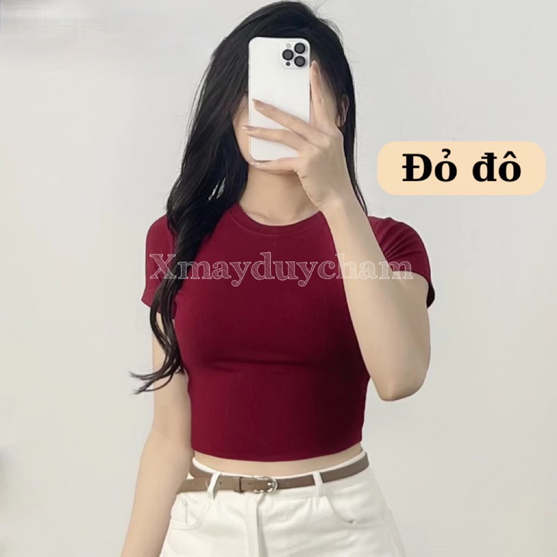 Áo Thun Cotton Mịn Croptop Nữ Ôm Body Quyến Rũ Cổ Tròn Cộc Tay Basic mùa hè m682 | BigBuy360 - bigbuy360.vn