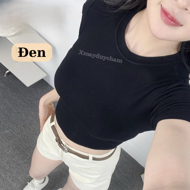 Áo Thun Cotton Mịn Croptop Nữ Ôm Body Quyến Rũ Cổ Tròn Cộc Tay Basic mùa hè m682 | BigBuy360 - bigbuy360.vn