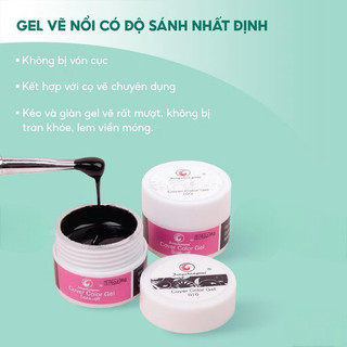 Gel vẽ đen, trắng Fengshangmei - Gel vẽ móng nổi chất đậm đặc chuyên dụng làm nail