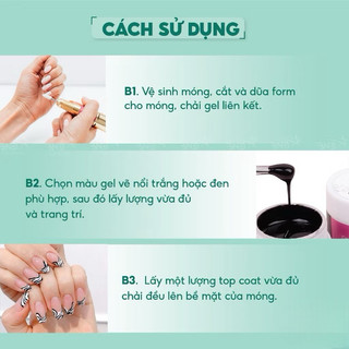 Gel vẽ đen, trắng Fengshangmei - Gel vẽ móng nổi chất đậm đặc chuyên dụng làm nail