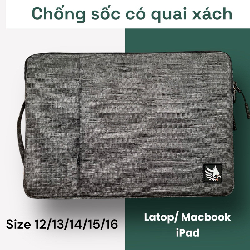Túi chống sốc laptop,macbook ultrabook, ipad 2 ngăn lót nhung có quai xách đa năng size 12,13.3 Inch,14 Inch,15'6,16inch