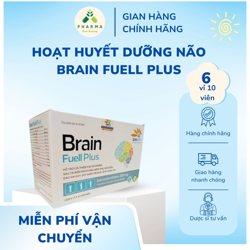 Thực phẩm bảo vệ sức khỏe Brain Fuell Plus hộp 6 vỉ x 10 viên – hỗ trợ lưu thông máu não, cải thiện 
