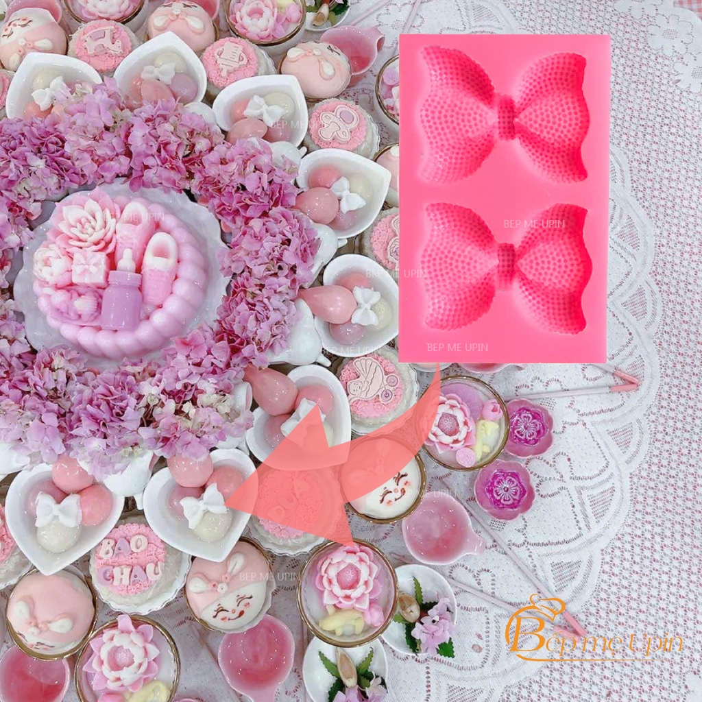 Khuôn silicon vỉ 2 khuôn nơ cánh bướm khuôn nơ trôi bày mâm cúng khuôn socola