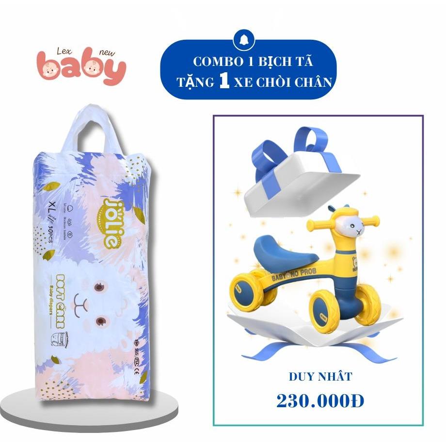Combo 1 Bịch Bỉm JOLIE 50 Miếng Tặng 1 Xe chòi chân cừu cho bé từ 2 đến 6 tuổi nhựa ABS cứng cáp