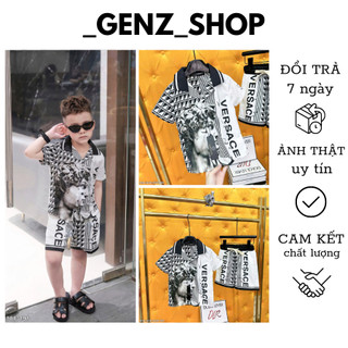 Sét Bộ Sơ Mi Cho Bé Trai Hoạ Tiết In Nổi Bật Sang Trọng Cho Bé -  Bộ Hè Cho Bé Trai Đi Chơi Đi Biển Đủ Size Từ 12 - 40kg