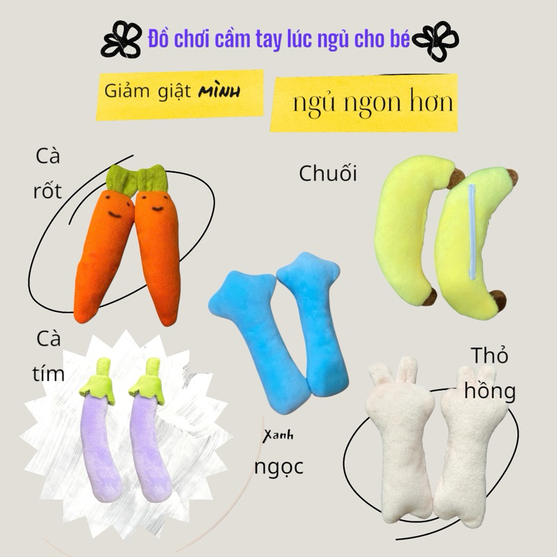 [RẺ VÔ ĐỊCH] Sét 2 củ cà rốt cầm tay cho bé, dụng cụ gặm nướu cho bé chất liệu nhung và vải xô musslin #giảm #giật #mình