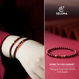 Vòng tay đá Garnet tự nhiên charm cá Koi cầu may mắn thuận tình duyên TSNL-008