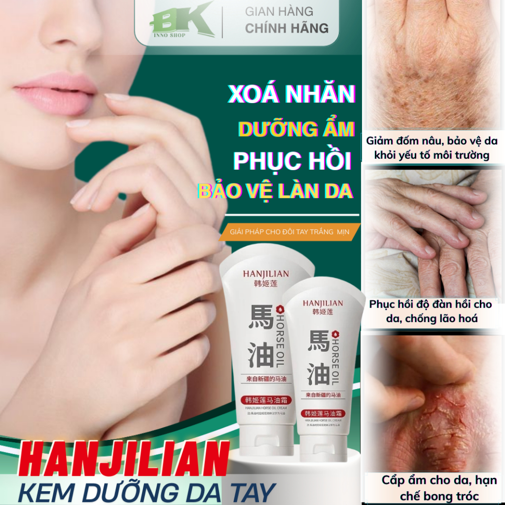Kem Dưỡng Tay HANJILIAN Nhật 80g – Xóa Nhăn, Mờ Nám, Giảm Đốm Nâu, Dưỡng Trắng Da Tay, Cấp Ẩm Chống Lão Hóa | BK INNO