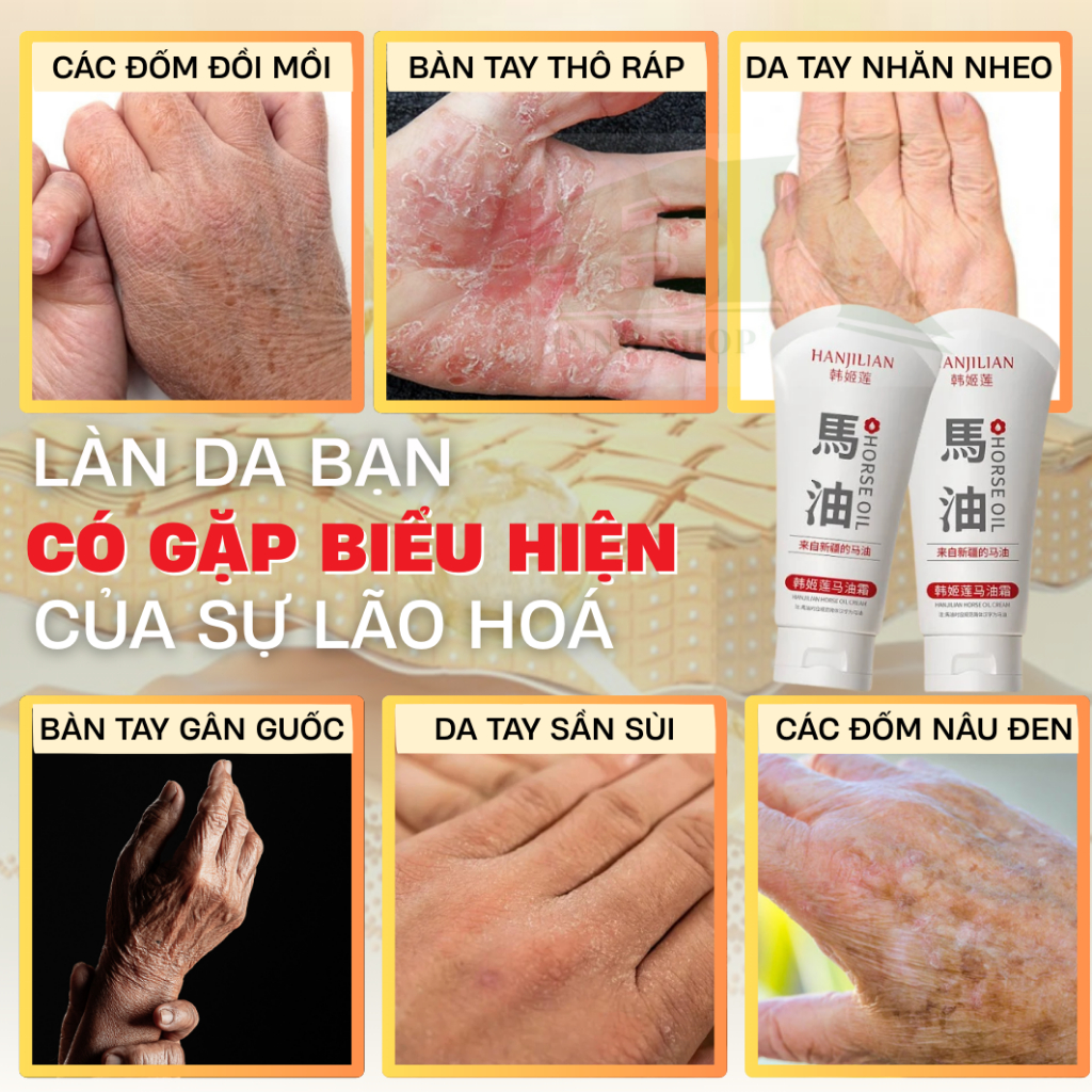 Kem Dưỡng Tay HANJILIAN Nhật 80g – Xóa Nhăn, Mờ Nám, Giảm Đốm Nâu, Dưỡng Trắng Da Tay, Cấp Ẩm Chống Lão Hóa | BK INNO