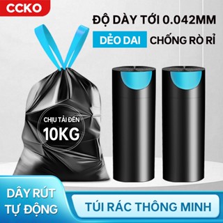  Túi đựng rác có dây rút CCKO CK9640 túi rác đen đựng rác cho thùng rác các loại từ 10L đến 40L 